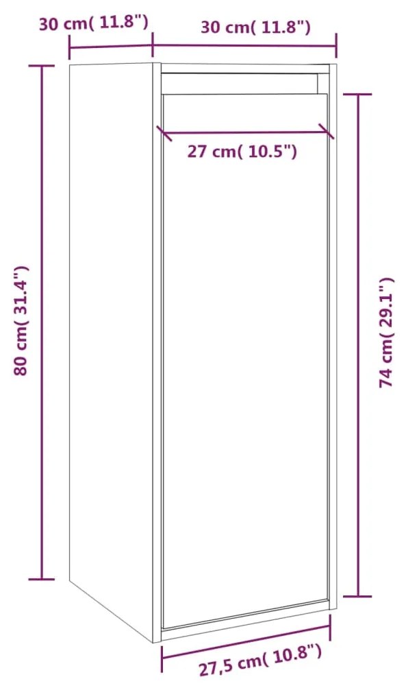 Armário de parede 30x30x80 cm madeira de pinho maciça