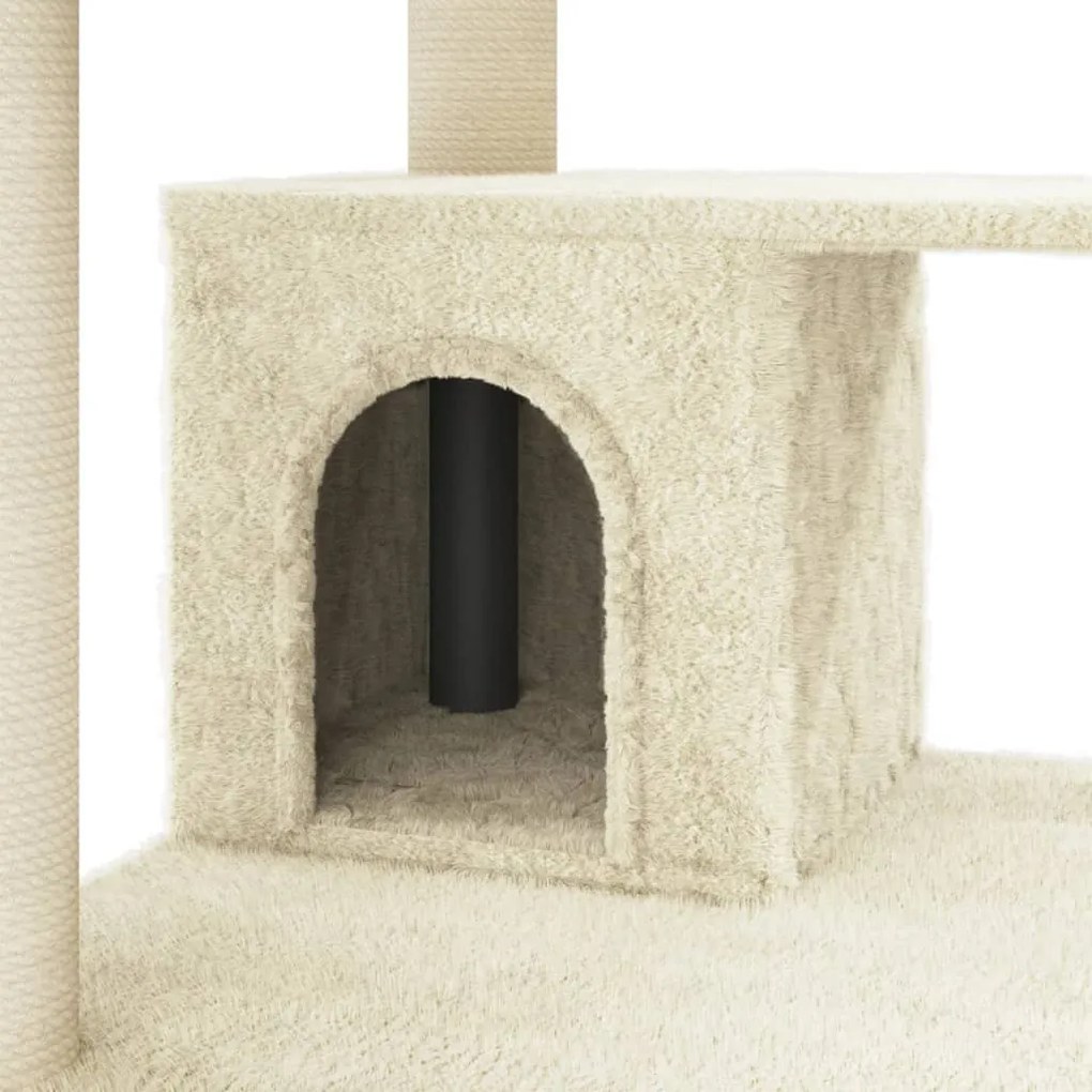 Árvore para gatos c/ postes arranhadores sisal 183 cm cor creme