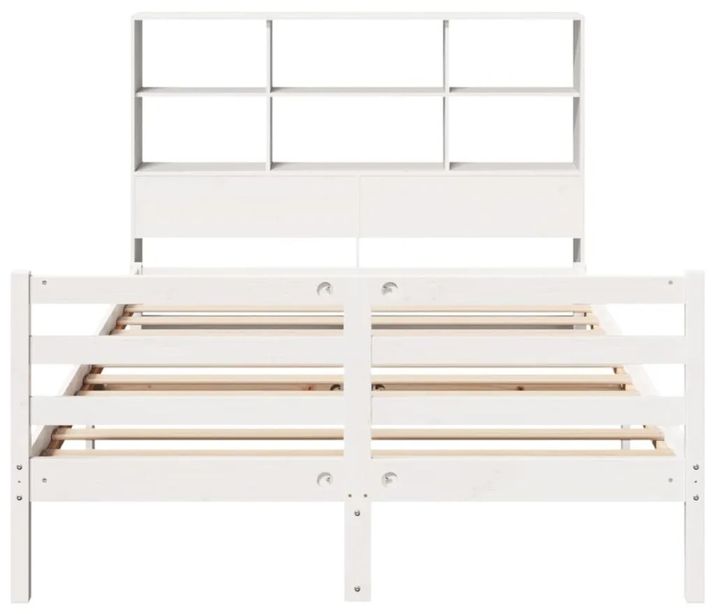 Cama com estante sem colchão 160x200 cm pinho maciço branco