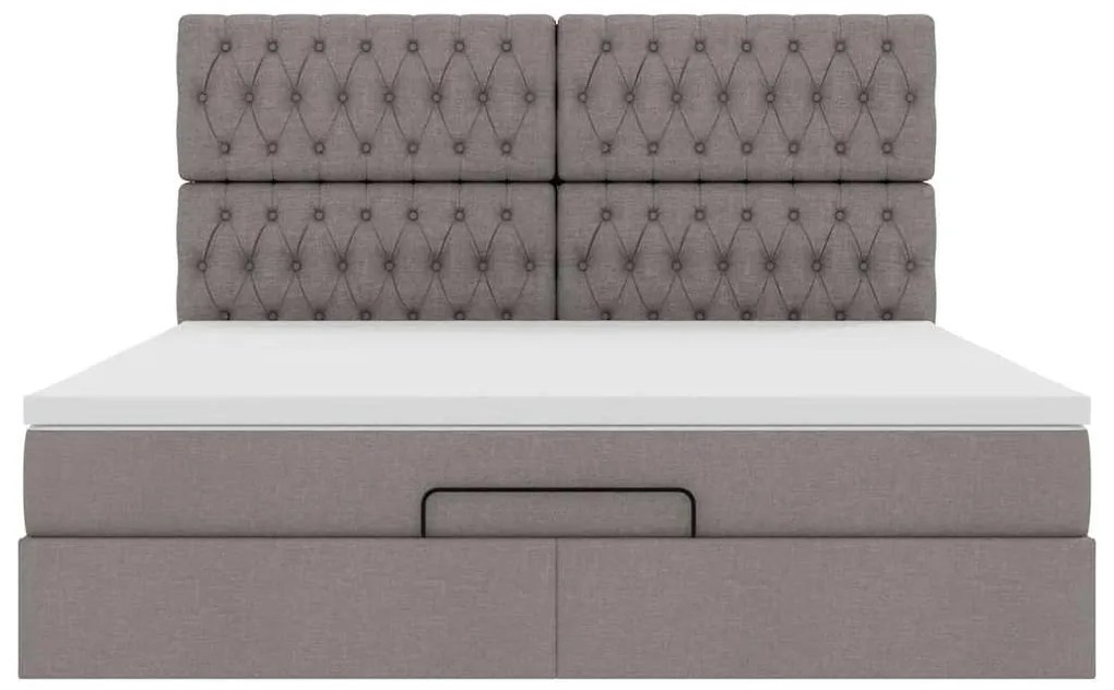 moldura de cama otomana vidaXL com tecido Taupe 180x200cm