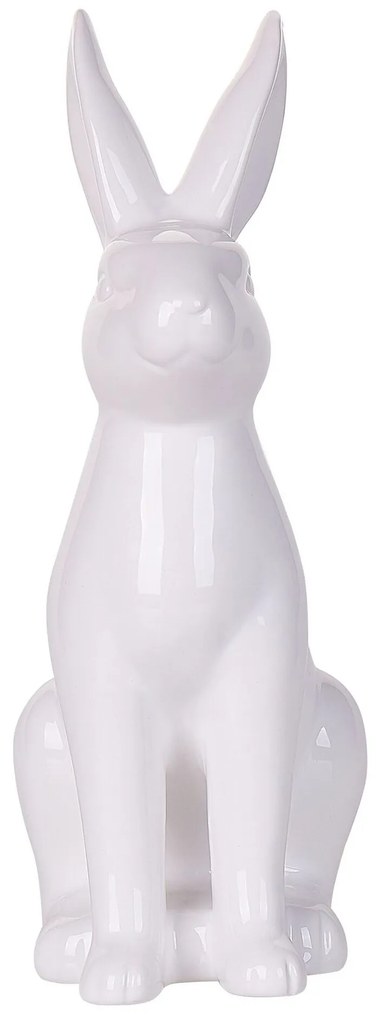 Figura decorativa com forma de coelho em cerâmica branca 26 cm RUCA Beliani