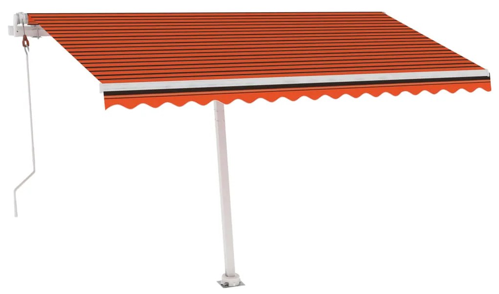 Toldo autom. LED e sensor de vento 400x350 cm laranja/castanho