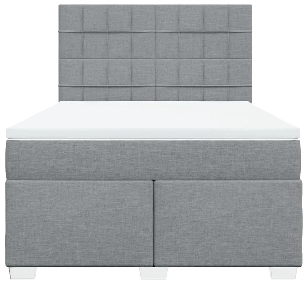 Cama com molas/colchão 140x190 cm tecido cinzento-claro