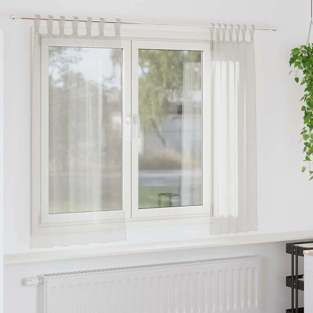 Cortinas com cortinas 2 pcs Creme 140 x 175 cm Poliéster