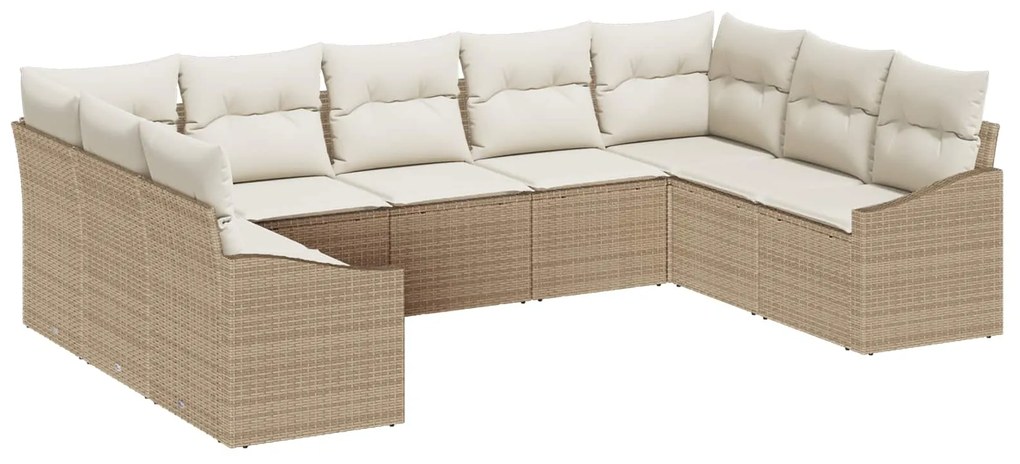 vidaXL Conjunto de Sofá de Jardim 9 pcs Bege e Creme vime PE
