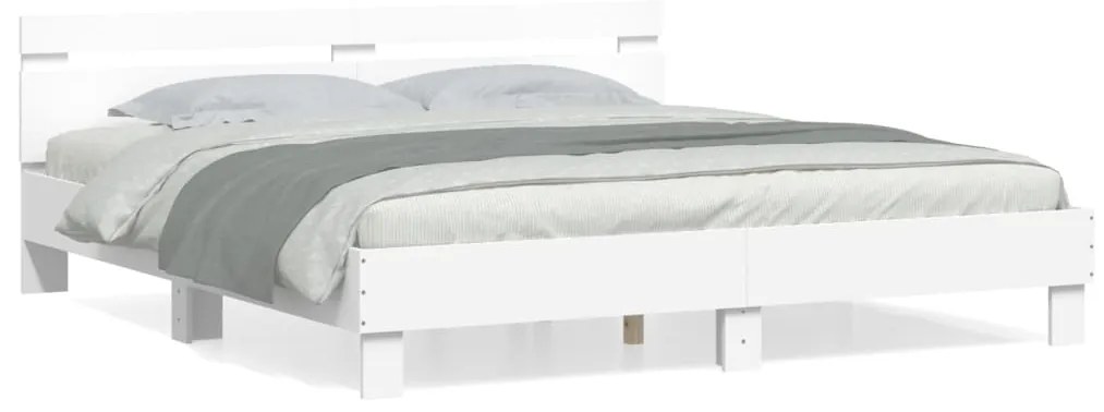 vidaXL Estrutura cama c/ cabeceira 160x200 cm derivados madeira branco
