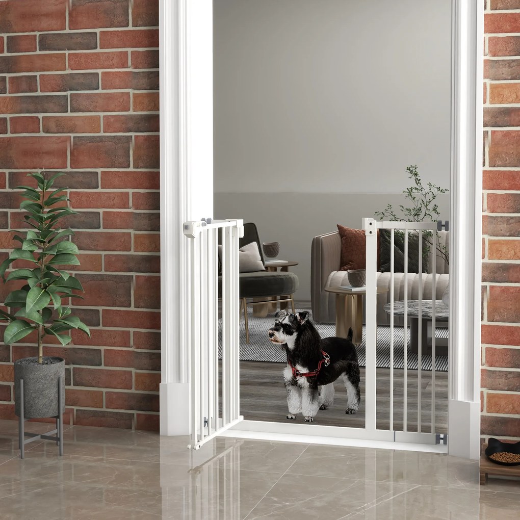 Barreira de segurança para animais Largura ajustável: 74-80/87 - 94 cm (com haste de ajuste) com fecho automático e sistema de dupla travagem, sem nec