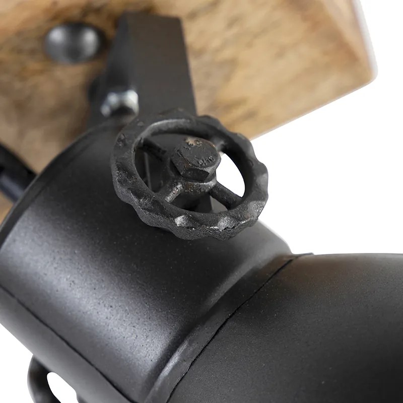 Projetores industriais cinzento escuro com madeira de manga 2 luzes - Mangoes