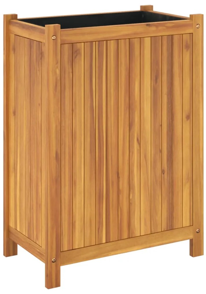 Vaso/floreira de jardim com forro 54x31x75 cm acácia maciça