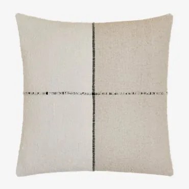 Coussin Carré 45x45 Cm En Coton Louisa Design Preto - Crema Linho - Sklum