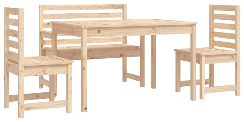 4 pcs conjunto de jantar p/ jardim madeira de pinho maciça