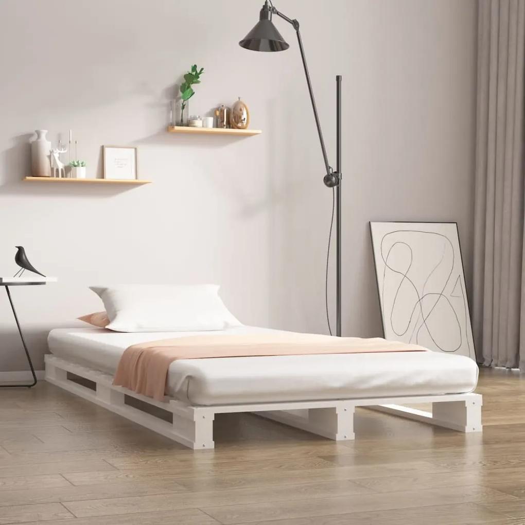 Estrutura de cama de solteiro 90x190 cm pinho maciço branco
