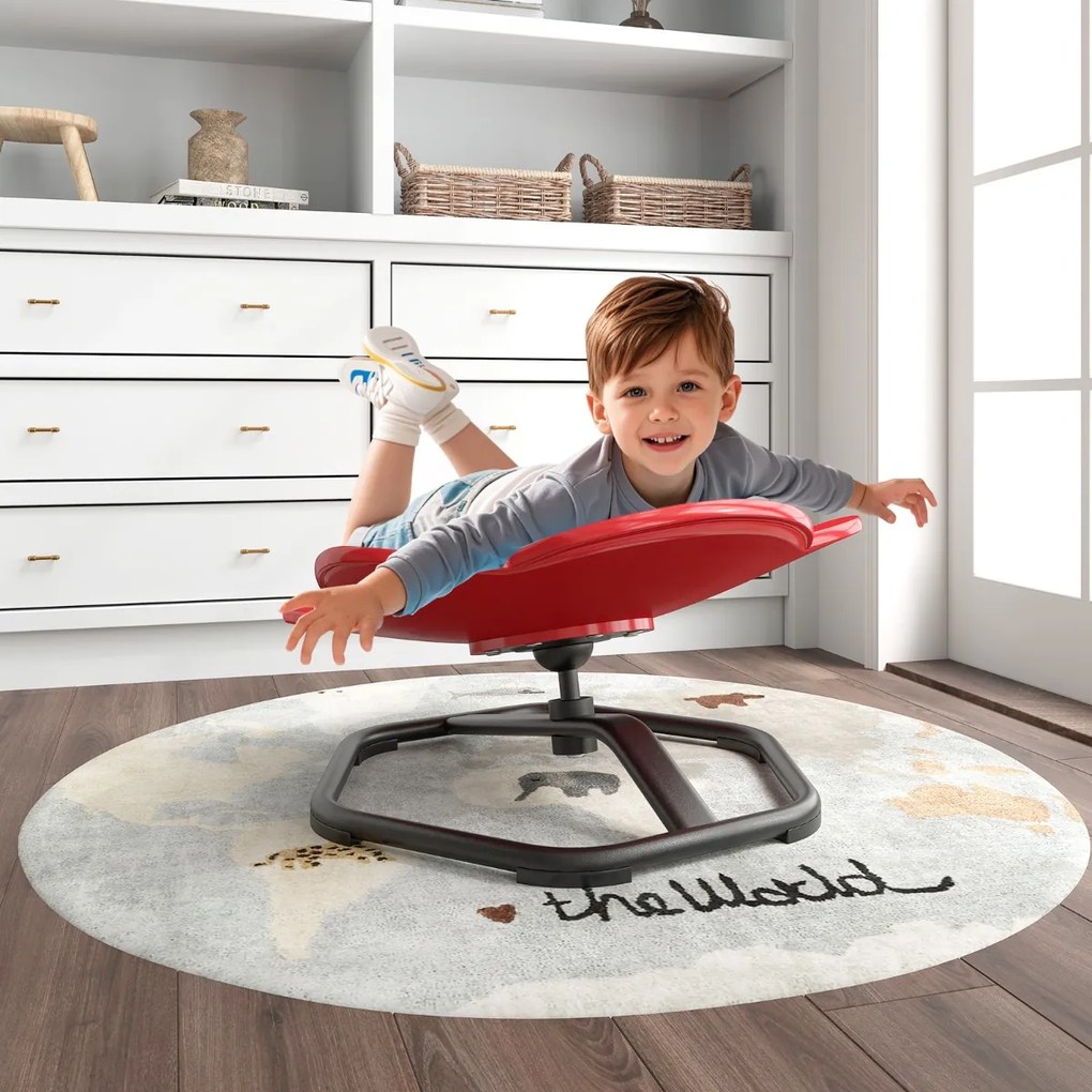 Cadeira giratória sensorial para crianças para autismo com base metálica antiderrapante Rotação 360° 54 x 50 x 25 cm Vermelho