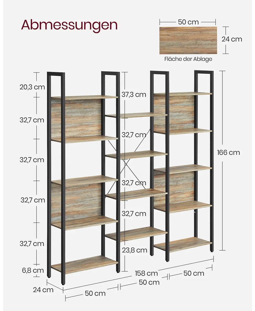 Estante com 14 prateleiras 24 x 158 x 166 cm cor de carvalho com veios azuis-preto