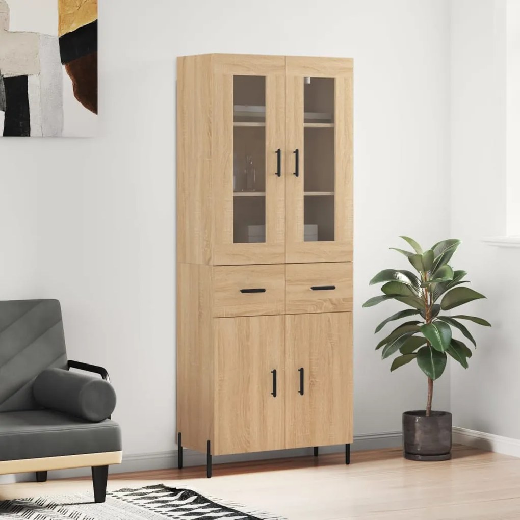 vidaXL Armário alto 69,5x34x180 cm derivados de madeira cor sonoma