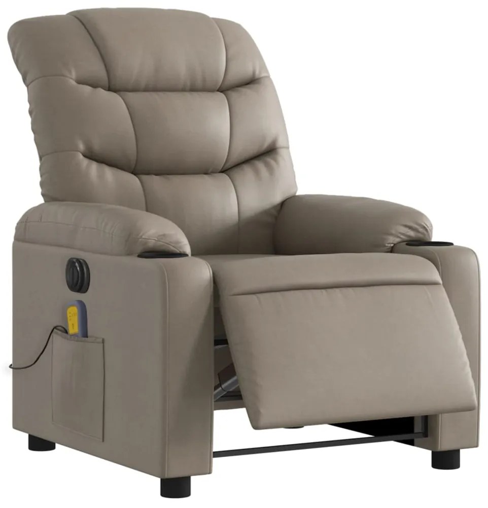 Poltrona massagens reclinável elétrica couro artif. cappuccino