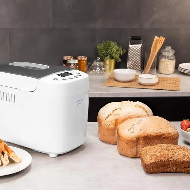 Máquina de pão de 850 W, 1,5 kg Bread&Co 1500 PerfectCook, 15 Programas, 15 horas programáveis, 2 Resistência, Tigela àpta para máquina de lavar l