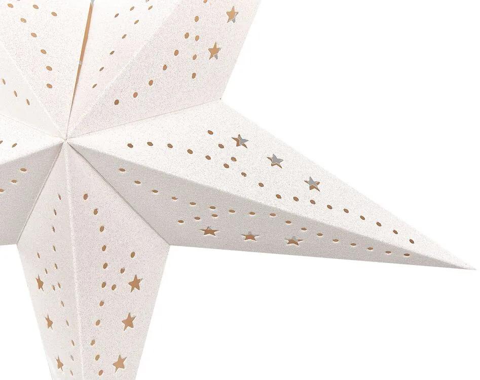 Conjunto de 2 estrelas de papel com LED em branco brilhante 45 cm MOTTI Beliani