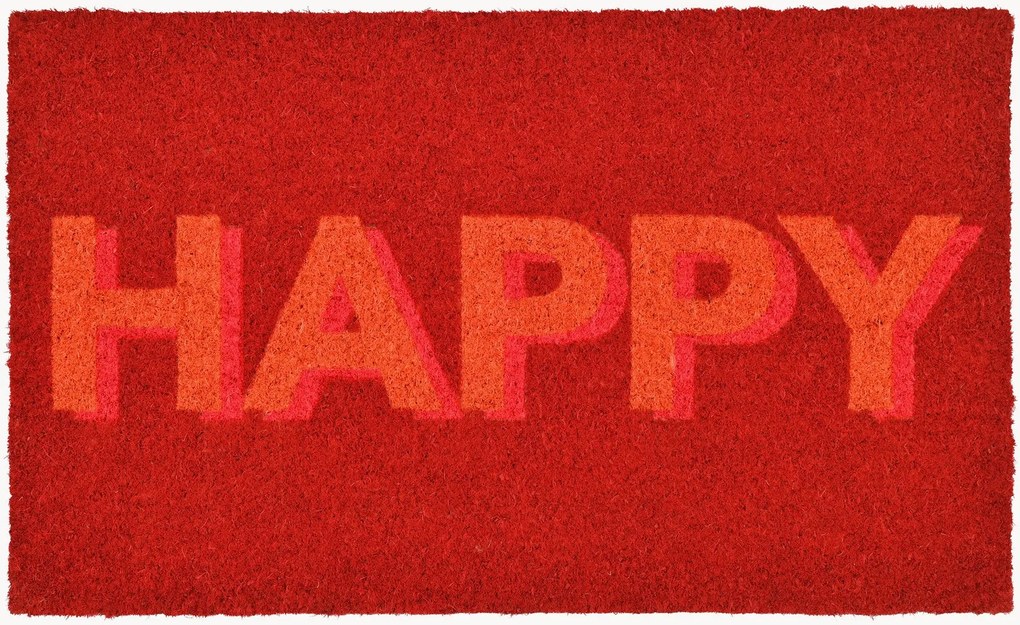 Tapete de entrada em coco Happy