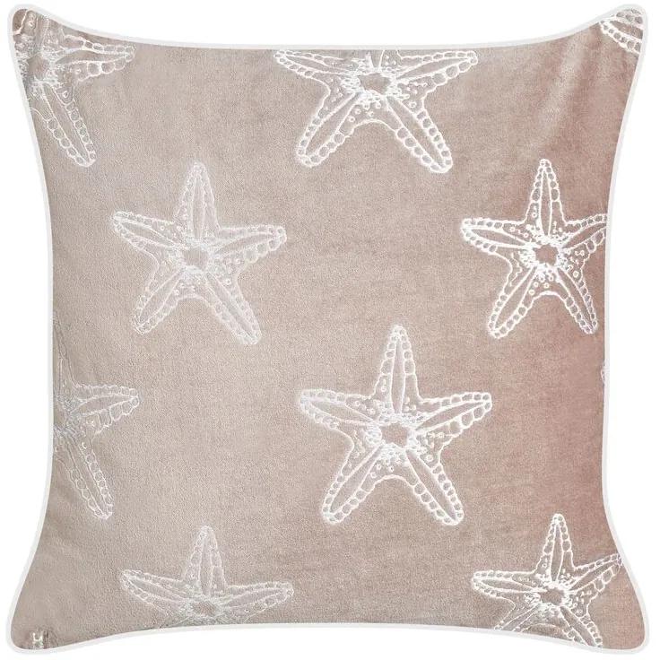 Almofada decorativa com motivo de estrela do mar em veludo rosa 45 x 45 cm CERAMIUM Beliani