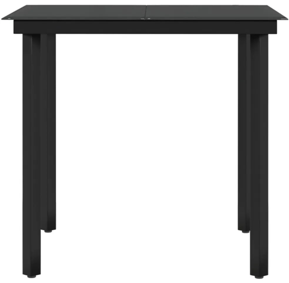 3 pcs conjunto de jantar para jardim com almofadões preto