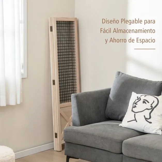 Biombo Divisória de privacidade dobrável 4 painéis Divisória decorativa de madeira para escritório em casa Natural