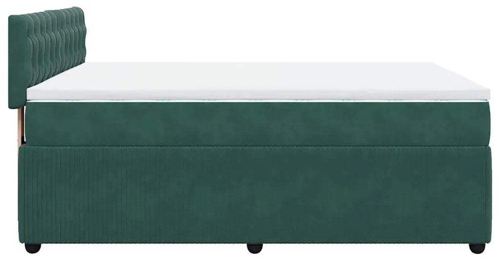 Cama com molas/colchão 140x200 cm veludo verde-escuro