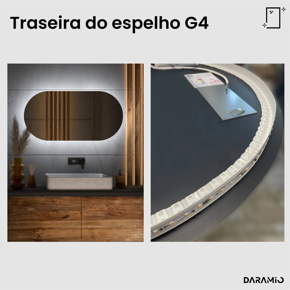 Espelho oblongo com luz G4