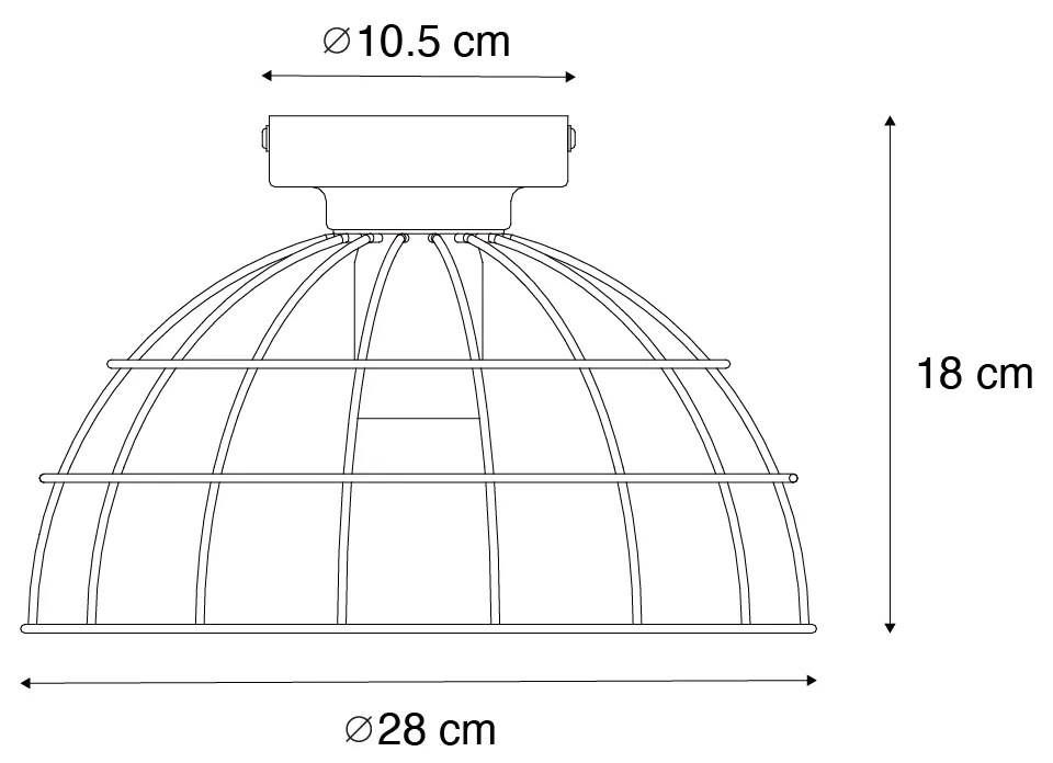 Candeeiro de teto industrial preto 28 cm - Hanze Industrial