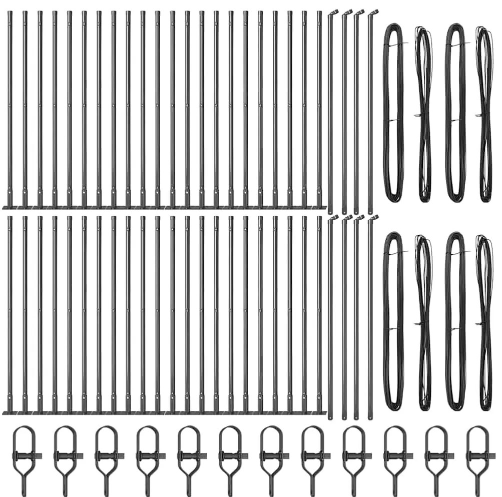 Posts de Cerca com Bases 52 pcs Ø32mm 90cm Aço Galvanizado