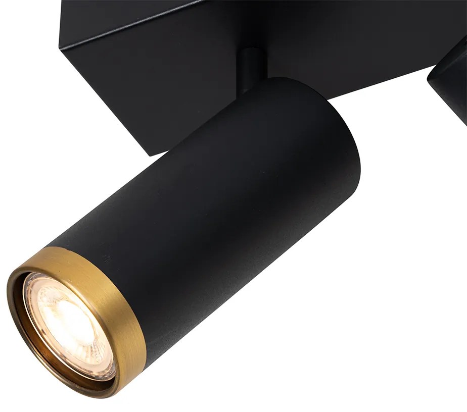 Candeeiro de teto moderno preto com bronze 4 luzes ajustáveis - Renna Moderno