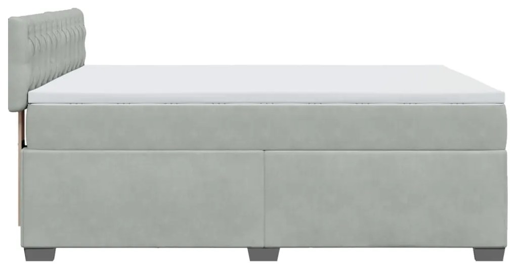 Cama com molas/colchão 160x200 cm veludo cinzento-claro