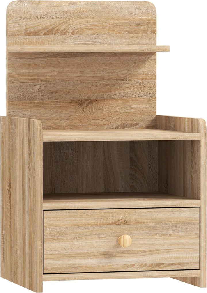 HOMCOM Mesa de apoio, criado-mudo com armazenamento, painel de partículas, antitombamento, moderno, Madeira natural | Aosom Portugal