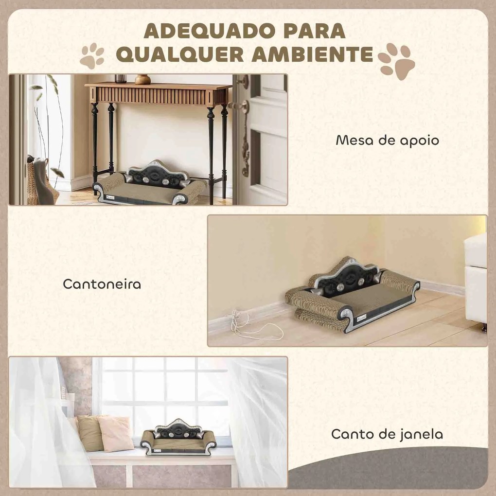 Sofá Arranhador para Gatos em Forma de Sofá com Erva para Gatos para Interior 56,5x24x26 cm Castanho