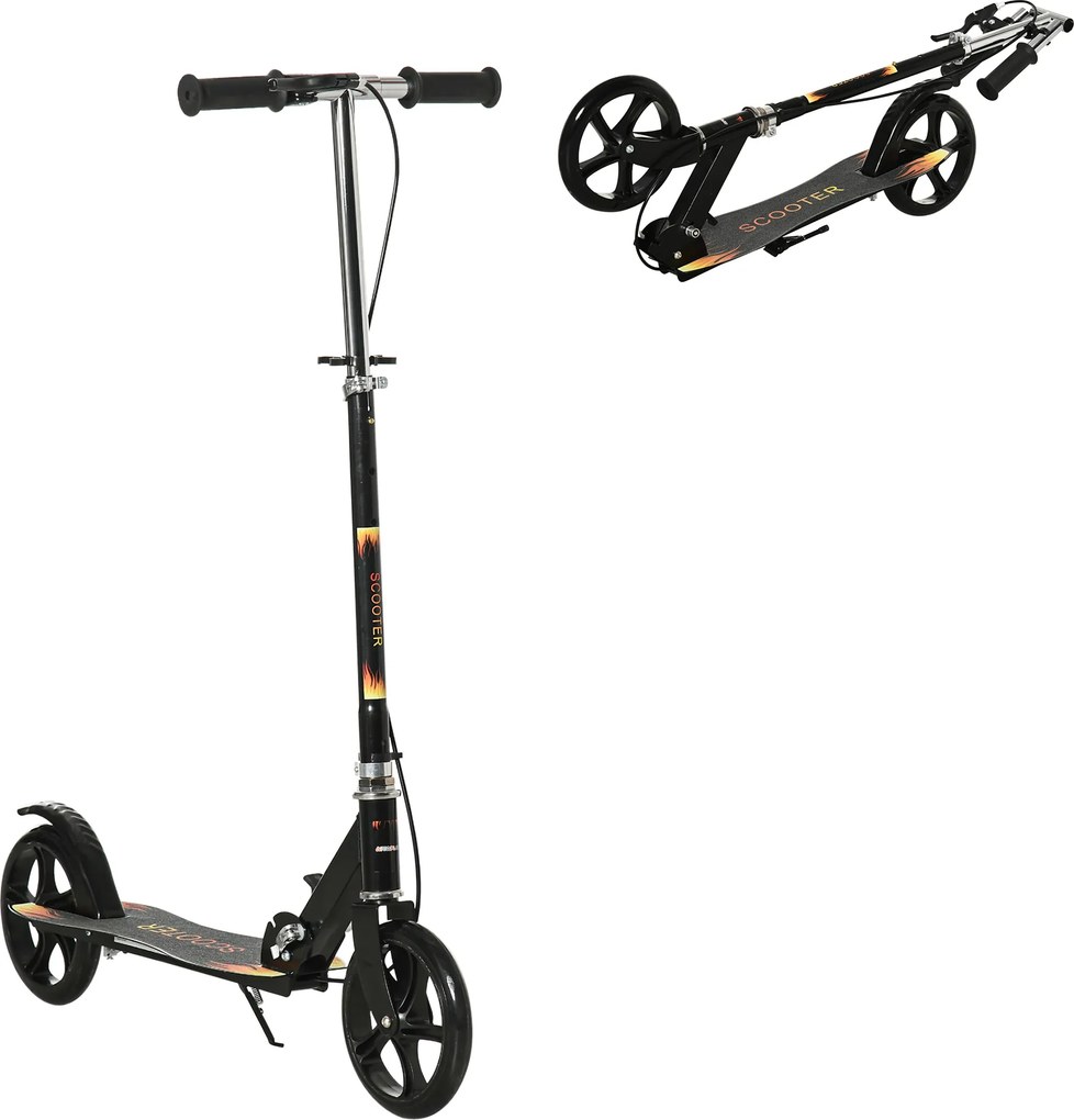 Trotinete dobrável para criança com guiador ajustável em altura e travão duplo 86 x 35 x 93-103 cm preto