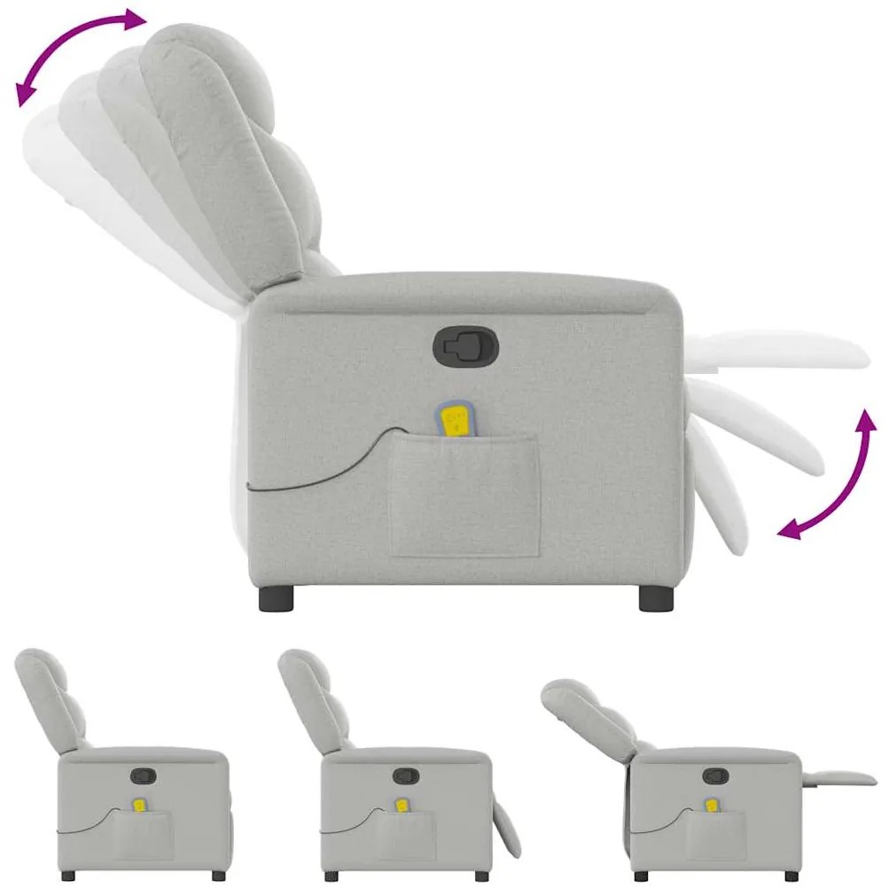 Cadeira de massagem reclinável tecido cinzento