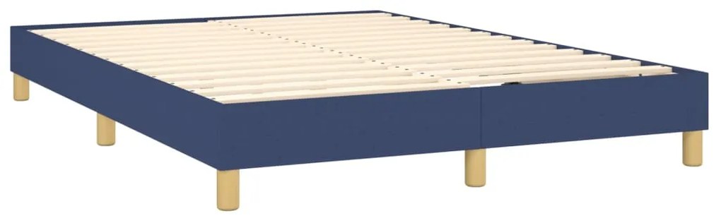 Cama box spring c/ colchão e LED 140x200 cm tecido azul