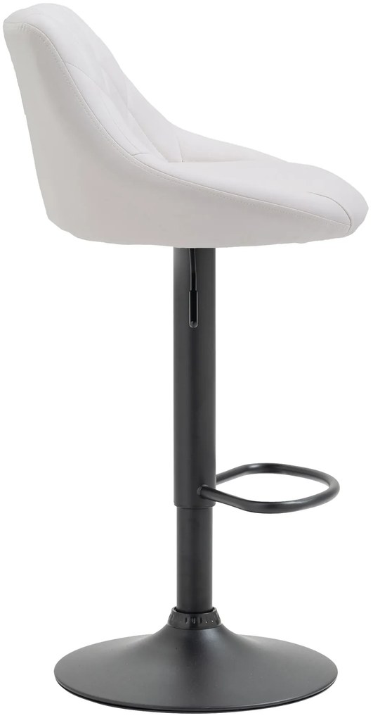 Banco de bar Lazio em couro sintético e com estrutura preta 46 x 83-104 x 49 cm Branco