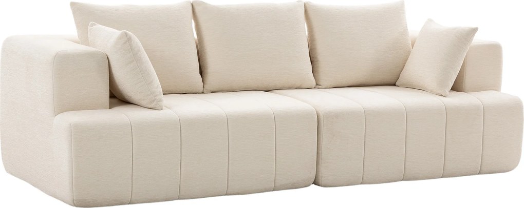 HOMCOM Sofá 3 lugares em chenille 248 cm, sofá de sala moderno, assento largo acolchoado, almofadas com molas, bege | Aosom Portugal