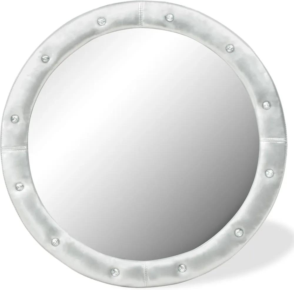 Espelho de parede couro artificial 80 cm prateado brilhante