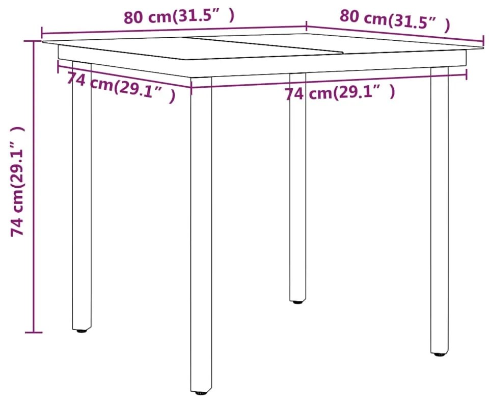 3 pcs conjunto de jantar para jardim com almofadões castanho