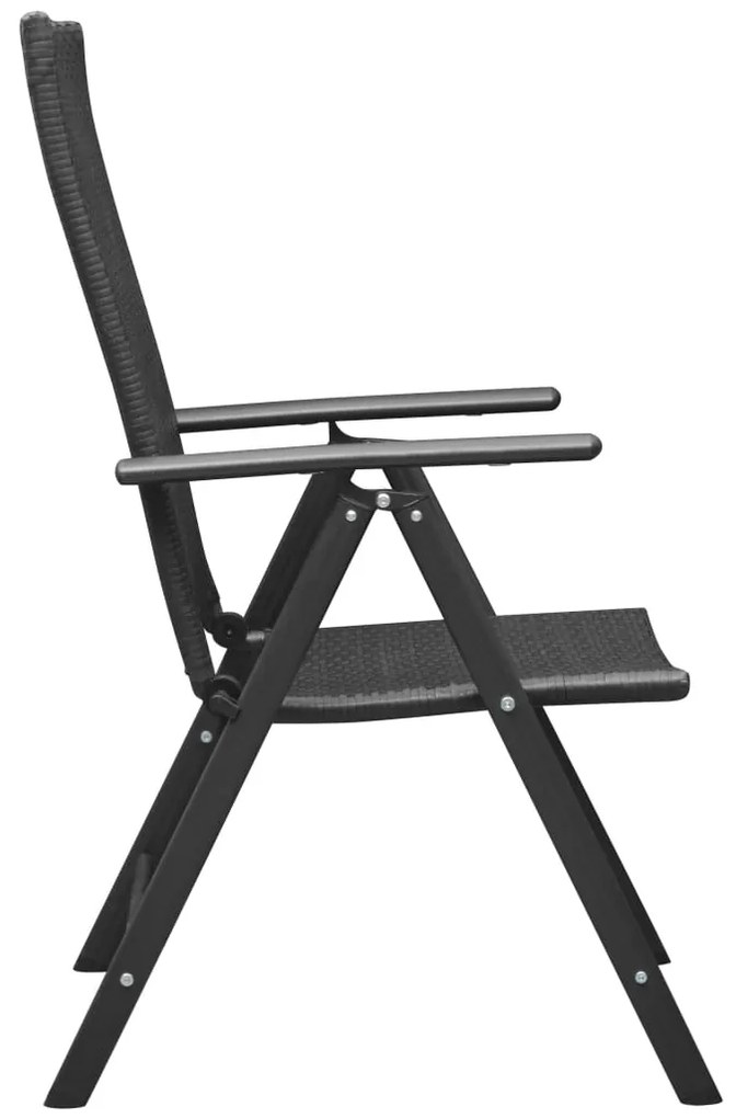 3 pcs conjunto de jantar para jardim preto