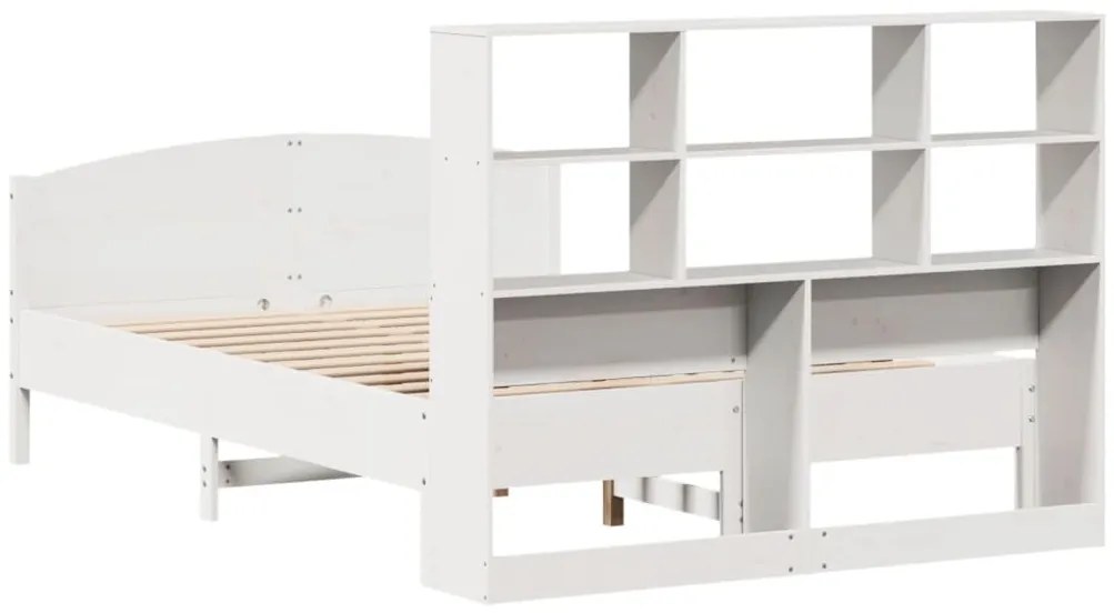 Cama com estante sem colchão 150x200 cm pinho maciço branco