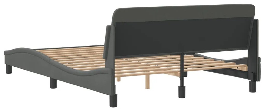 Estrutura de cama sem colchão 140x190 cm tecido cinzento-escuro