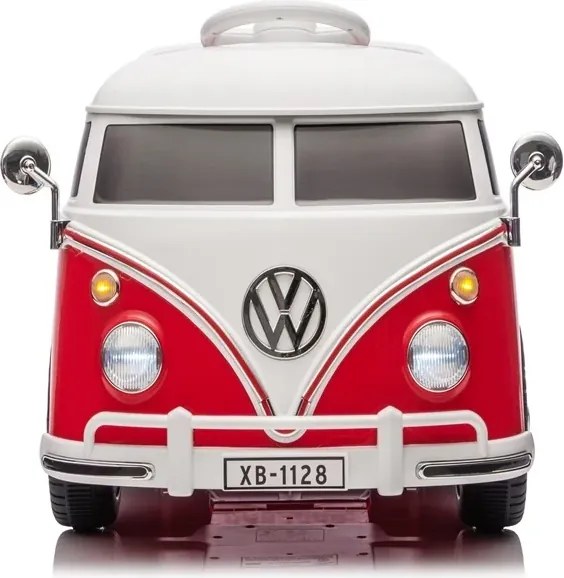 Carro elétrico para crianças Volkswagen Pão de Forma T1 12V Clássica com pneus de borracha Vermelha