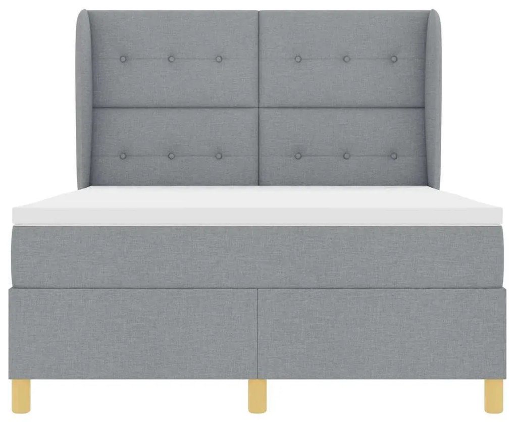 Cama Box Spring vidaXL com Colchão Cinza Claro 140x200 cm Tecido