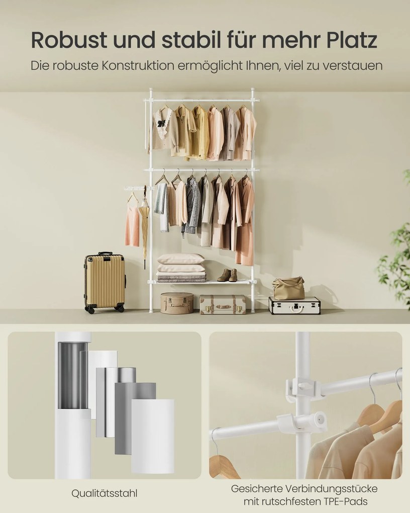 Guarda Roupa aberto até ao teto 33,5 x (84-123) x (208-310) cm com prateleira em Branco