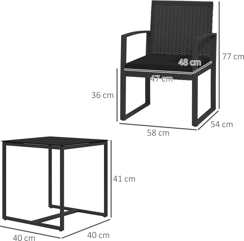 Conjunto de Móveis de Jardim de Vime Sintético Conjunto de 1 Mesa e 2