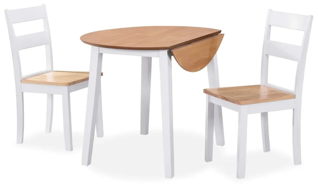 274942 vidaXL Conjunto de jantar 3 pcs MDF e seringueira branco