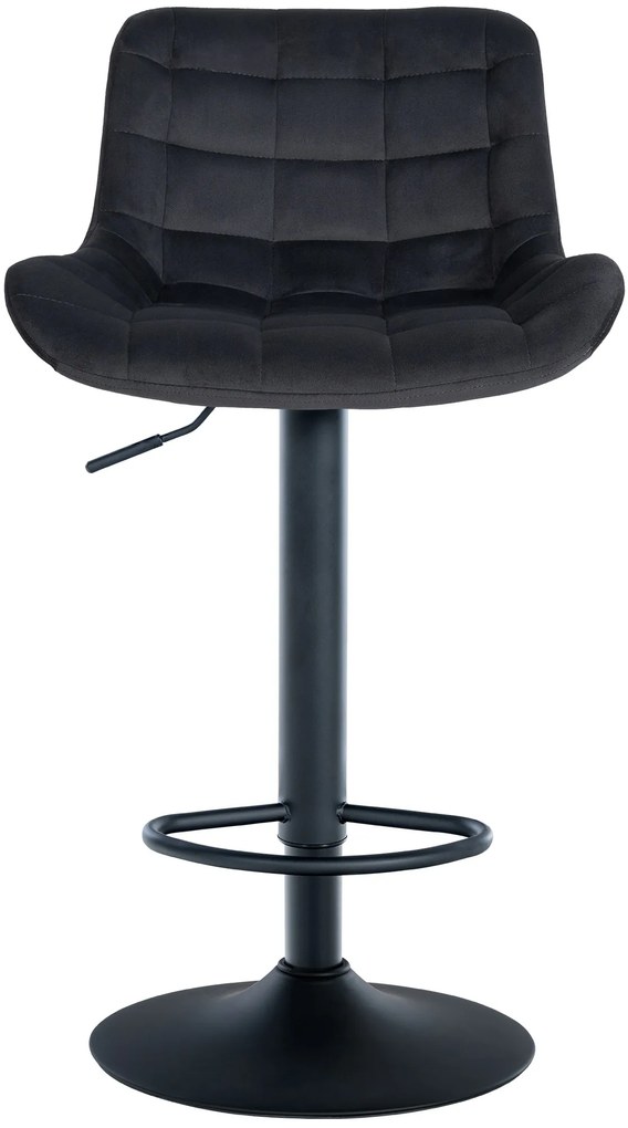 Banco de bar Tover em veludo e com estrutura preta 48 x 81-105 x 54 cm Preto